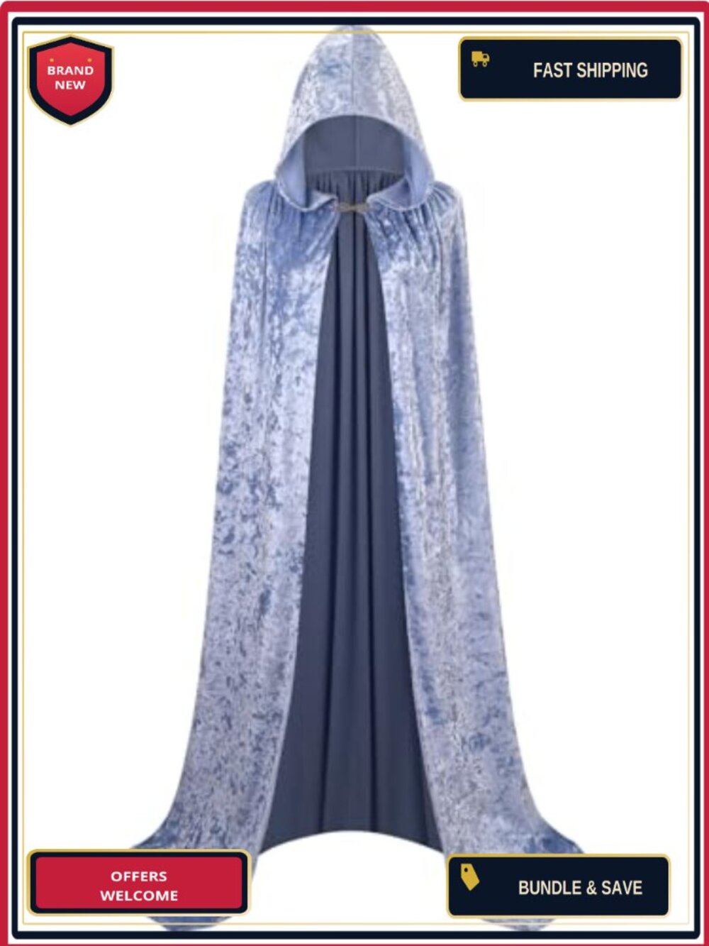 Crushed Velvet Hooded Cloak Full Length Cape Halloween Costume